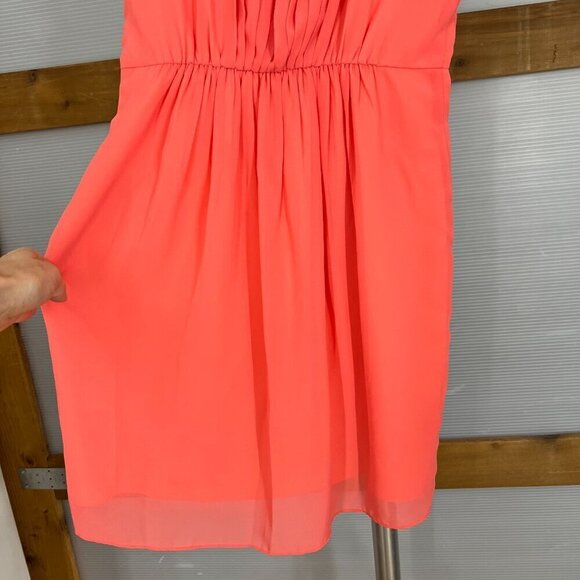 NWOT (Plenty) Propaganda Coral Pleated Tulip Wrap Hem Sleeveless Midi Dress Sz M - Picture 6 of 10